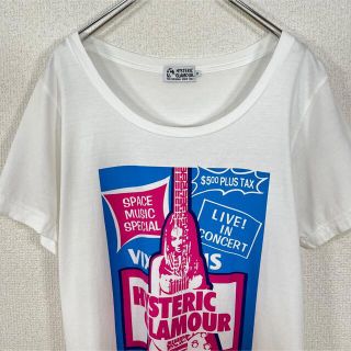 ヒステリックグラマー(HYSTERIC GLAMOUR)の【ギターガール】ヒステリックグラマー　Tシャツ　ガール　ロゴ　プリント　半袖　白(Tシャツ/カットソー(半袖/袖なし))