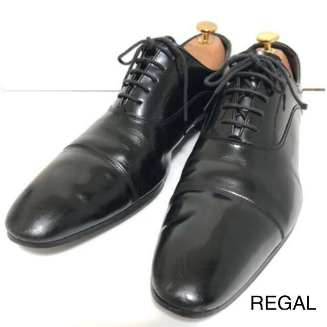 リーガル（REGAL）25.5 黒 革靴 ストレート 通勤　新生活　冠婚葬祭