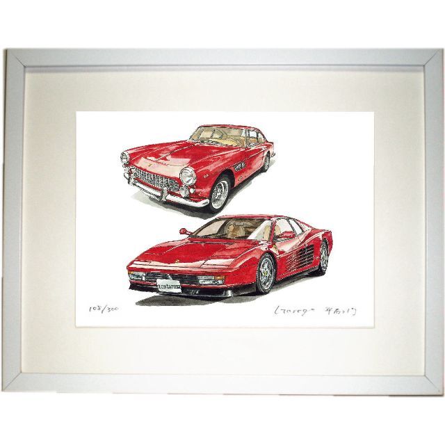 Ferrari - GC-697テスタロッサ/250GT限定版画サイン有額装済作家平右ヱ門