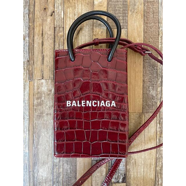 BALENCIAGA(バレンシアガ)ボルドー✖クロコ フォンホルダー バッグ