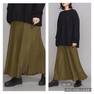 ビューティアンドユースユナイテッドアローズ(BEAUTY&YOUTH UNITED ARROWS)のBY キュプラマーメイドバックゴム フレアスカート　カーキ(ロングスカート)