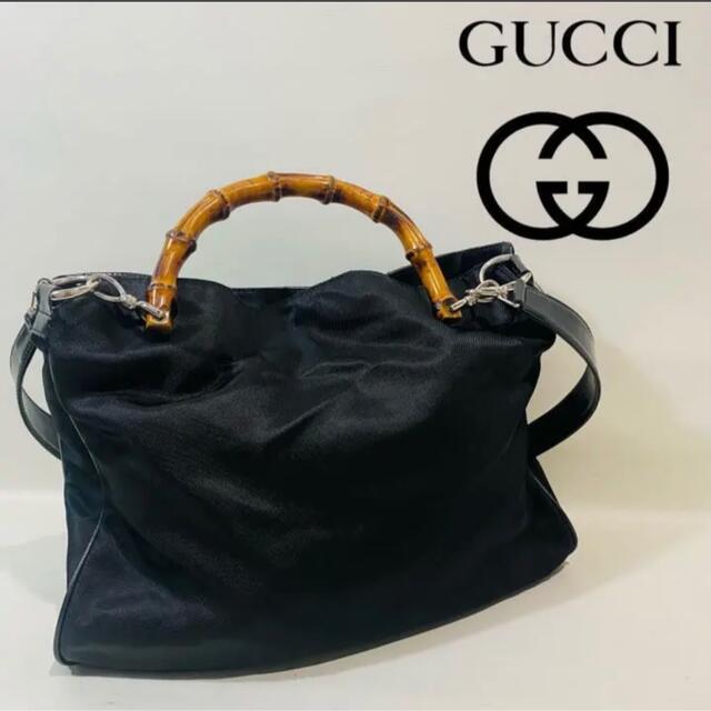 Gucci - 【GUCCI】グッチ　バンブー　ハンドル　2way  定番　黒　ブラック　人気