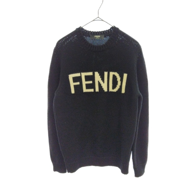 フェンディ・FENDI・ブラックロゴ・長袖セーター・10A・USED-