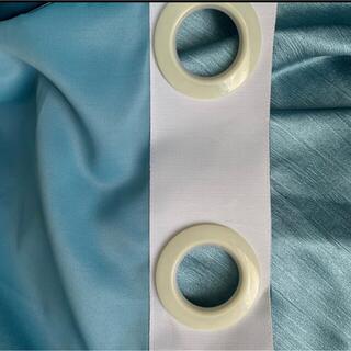 カーテン　遮光　ブルー　青　レールなし　1枚　つっぱり棒で取付簡単　新品未使用(カーテン)