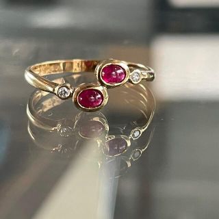 アッシュペーフランス(H.P.FRANCE)のvintage TwinRubyring  ルビーダイヤモンドリング 18k(リング(指輪))