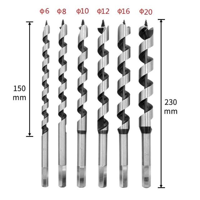 木工用ドリルビット6本セット☆6、8、10、12、16、20ｍｍ☆6角柄 スポーツ/アウトドアの自転車(工具/メンテナンス)の商品写真