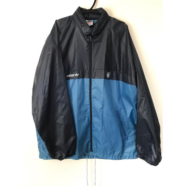 新品　90s 西ドイツadidas ナイロンジャケット　裏起毛　メタリックブルー