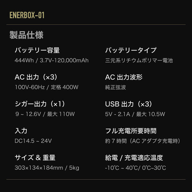 LACITA ポータブル電源 ENERBOX エナーボックスCITAEB-01