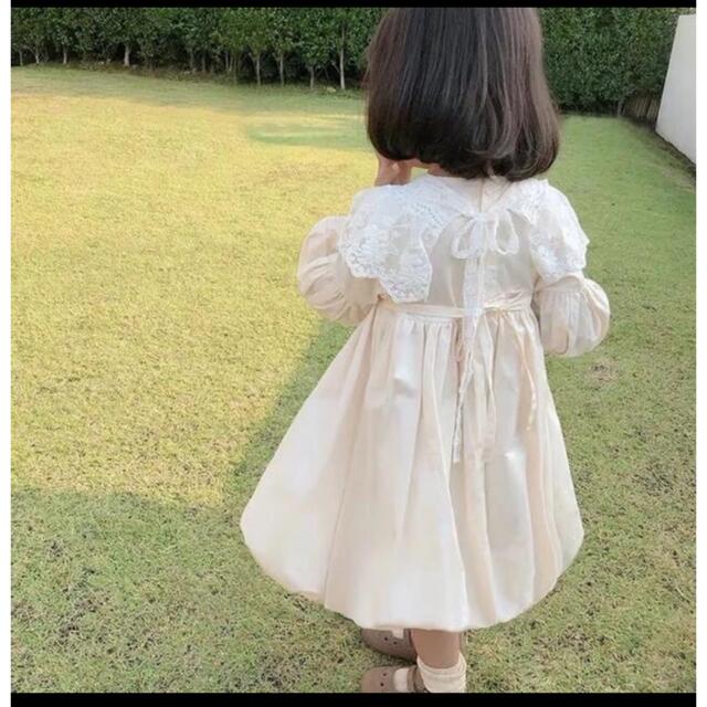 レース付きバルーンワンピース　80サイズ キッズ/ベビー/マタニティのキッズ服女の子用(90cm~)(ワンピース)の商品写真