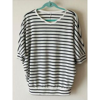 白 紺 ボーダー Tシャツ カットソー 五分袖(カットソー(長袖/七分))