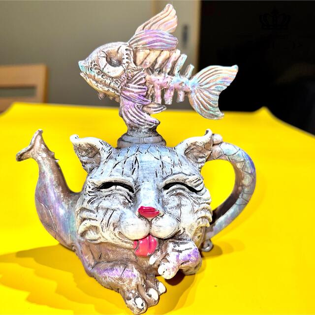 陶器 一品物 陶器人形 昭和レトロ インテリア 置物 悪魔の猫 庭の装飾