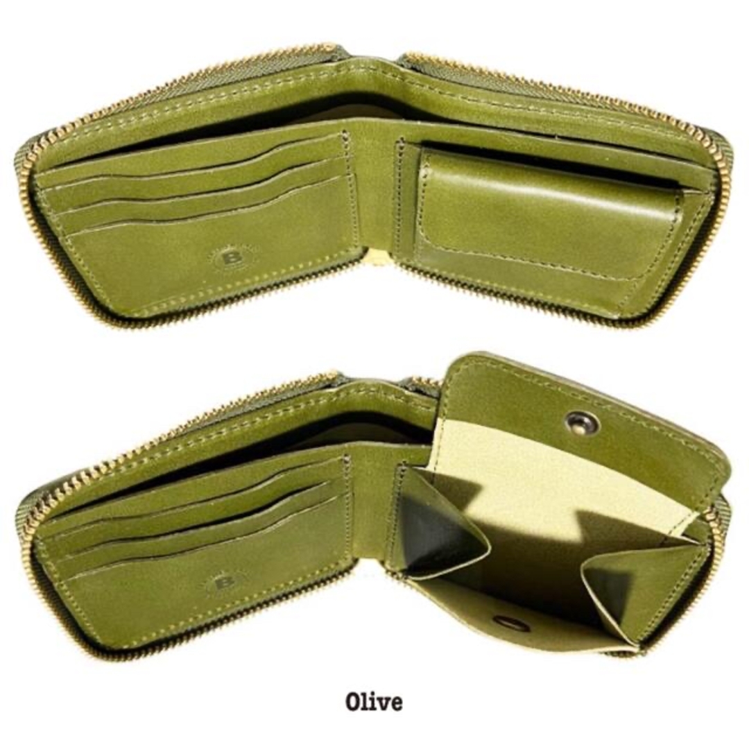 新品　未使用　日本製　高級　オイルコードバン　RF二つ折り財布　オリーブ メンズのファッション小物(折り財布)の商品写真