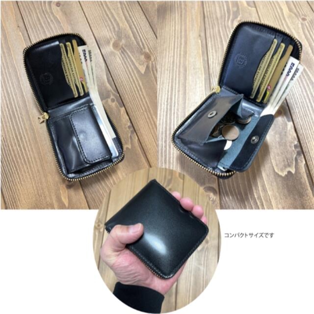 新品　未使用　日本製　高級　オイルコードバン　RF二つ折り財布　オリーブ メンズのファッション小物(折り財布)の商品写真