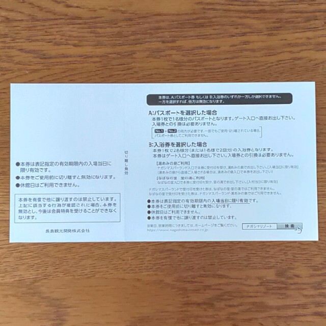 【2枚】ナガシマスパーランド パスポート券