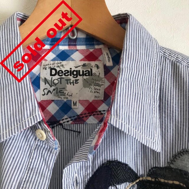 DESIGUAL(デシグアル)のDesigual　デシグアル　ストライプシャツ　アップリケ　刺繍　ゆったりめ メンズのトップス(シャツ)の商品写真