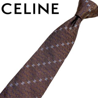 セリーヌ(celine)の【美品】CELINE セリーヌ ブラウン ネクタイ 総柄 マカダム 高級シルク(ネクタイ)