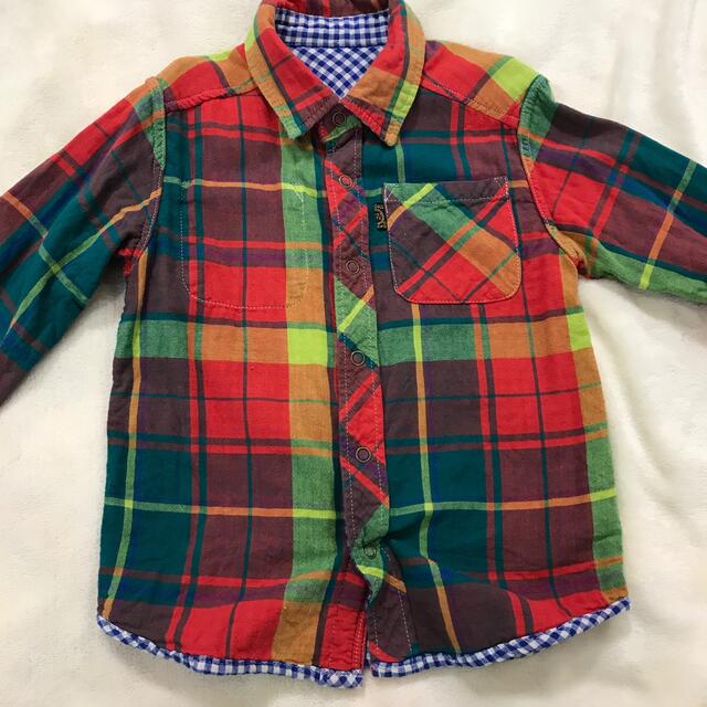 F.O.KIDS(エフオーキッズ)のFO kids 120 リバーシブル　長袖　チェック　シャツ キッズ/ベビー/マタニティのキッズ服男の子用(90cm~)(ブラウス)の商品写真