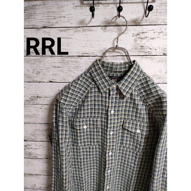 RRL チェックシャツ ブルー系 グリーン系 ポロラルフローレン デニム