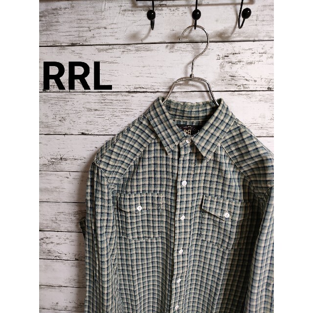 RRL チェックシャツ　ブルー系　グリーン系　ポロラルフローレン　デニム