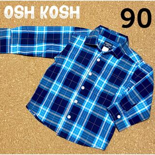 オシュコシュ(OshKosh)の【オシュコシュ】OSHKOSH チェックシャツ 90サイズ ブルー(ブラウス)