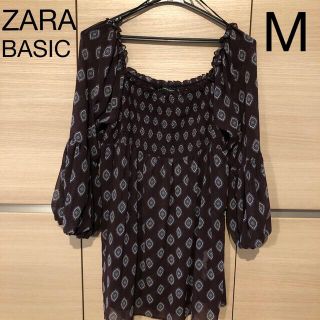 ザラ(ZARA)の【ZARA BASIC】パープルプリント　バルーンスリーブ　シフォンブラウス(シャツ/ブラウス(長袖/七分))