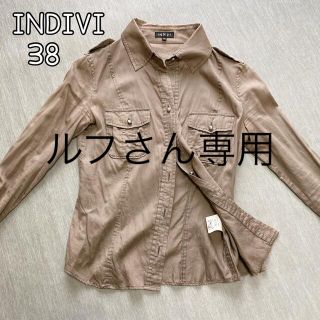 インディヴィ(INDIVI)の美品【INDIVI】インディヴィ 38 カーキ シャツ 羽織もの 綿100%(シャツ/ブラウス(長袖/七分))