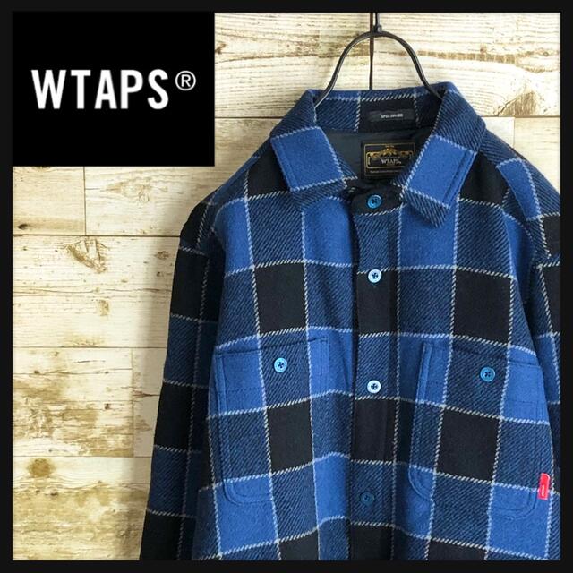 Wtaps ダブルタップス オープンカラー ウール チェックシャツ ブルー