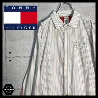 トミーヒルフィガー(TOMMY HILFIGER)の【希少】TOMMY HILFIGER ストライプシャツ ワンポイント ロゴ刺繍(シャツ)