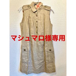 バーバリー(BURBERRY)の超美品バーバリーBurberry麻素材ノースリーブワンピース(ひざ丈ワンピース)