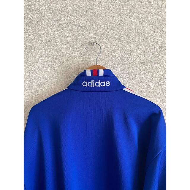 adidas 90s ジャージ トラックジャケット 青 ブルー ロゴ刺繍 白 赤