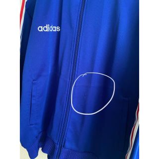 adidas 90s ジャージ トラックジャケット 青 ブルー ロゴ刺繍 白 赤