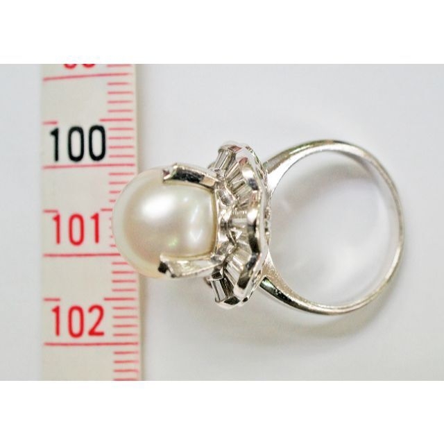 PT900 南洋白蝶 真珠 パール 12mm ダイヤ 0.86ct リング レディースのアクセサリー(リング(指輪))の商品写真