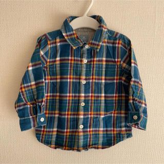 ベビーギャップ(babyGAP)のブルーチェックシャツ長袖(ブラウス)