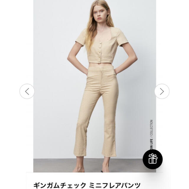 ZARA(ザラ)のZARA新品未使用タグ付き　ギンガムチェックミニフレアパンツ　XS レディースのパンツ(カジュアルパンツ)の商品写真