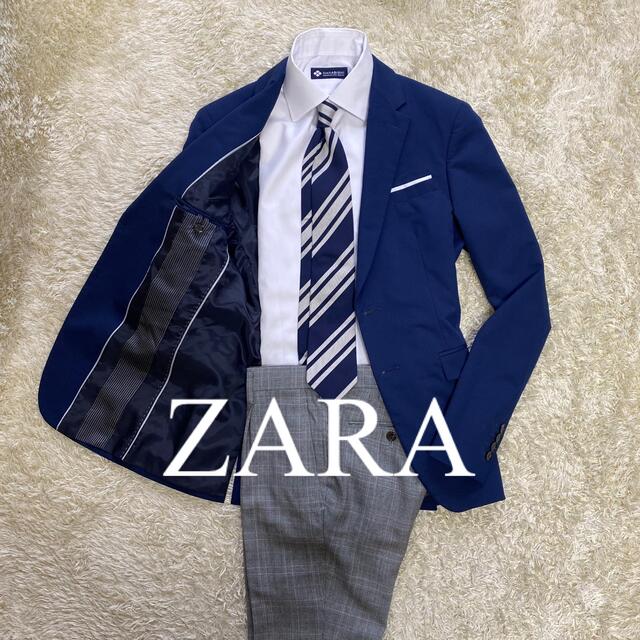 ZARA(ザラ)のZARA ザラ　M相当　ネイビー　テーラードジャケット　ビジカジ　ジャケパン メンズのジャケット/アウター(テーラードジャケット)の商品写真