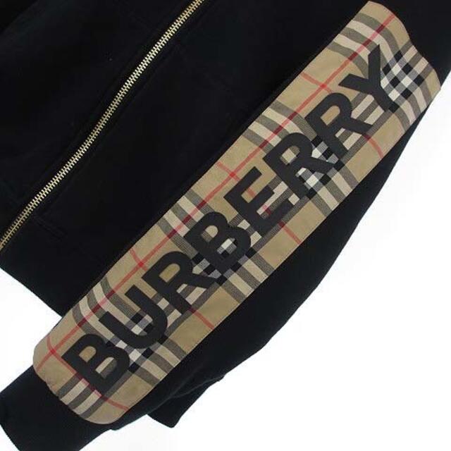 BURBERRY(バーバリー)のバーバリー 21SS パーカー ノバチェック 切替 袖ロゴ ゴールド金具 黒 M メンズのトップス(パーカー)の商品写真