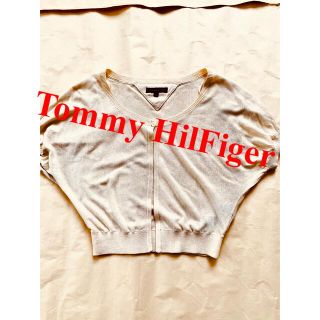 トミーヒルフィガー(TOMMY HILFIGER)のトミー カーディガン ボレロ S 未使用 シルク 半袖 HilFiger(カーディガン)