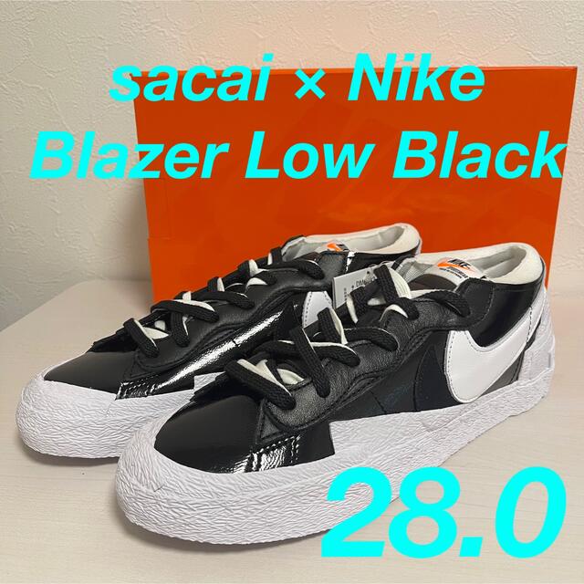 28.0 sacai × Nike Blazer Low Black ブラック - スニーカー