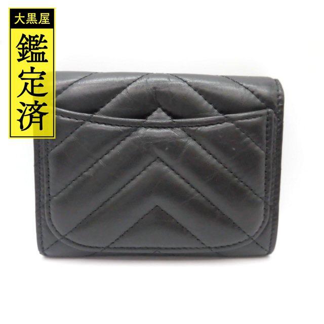 CHANEL(シャネル)のシャネル Vステッチコインケース カーフ クロ ブラックメタル金具 【474】 レディースのファッション小物(財布)の商品写真