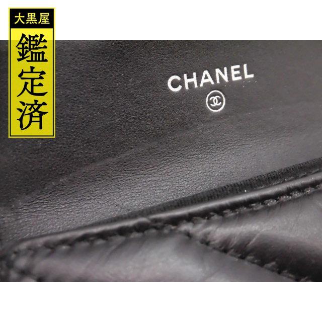 CHANEL(シャネル)のシャネル Vステッチコインケース カーフ クロ ブラックメタル金具 【474】 レディースのファッション小物(財布)の商品写真