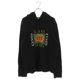 グッチ(Gucci)のグッチ 18SS 454585 X5J57 ヴィンテージ加工オールドロゴプリントプルオーバーパーカー メンズ L(パーカー)