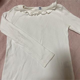 ユニクロ(UNIQLO)のユニクロ　130 ブラウス　ロングTシャツ　カットソー　フォーマル　白(Tシャツ/カットソー)