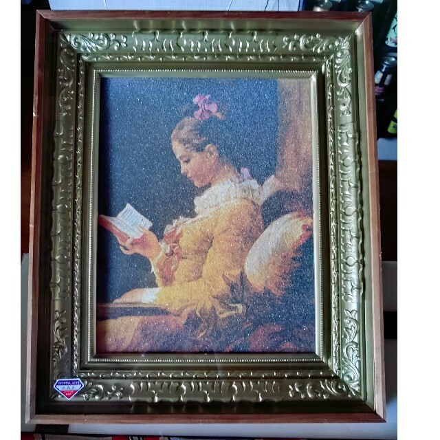 本を読む少女 フラゴナール 水晶画 ボンクラフト社製 額付き複製 本を読む少女 フラゴナール 水晶画 ボンクラフト社製 額付き複製
