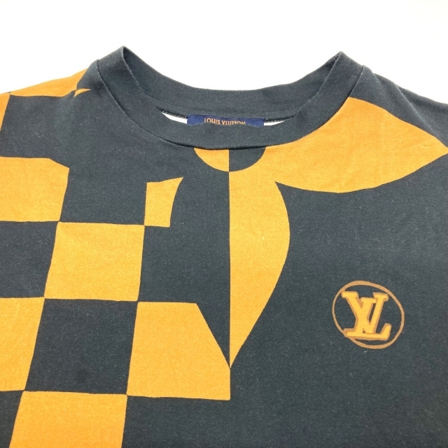 美品 ルイヴィトン 20年製 LVロゴ刺しゅう 半袖Ｔシャツ メンズ 黄色 XXL カットソー LOUIS VUITTON