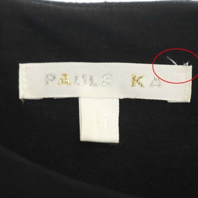 PAULE KA(ポールカ)のポールカ ジャガード切り替えワンピース ひざ丈 九分袖 38 黒 アイボリー レディースのワンピース(ひざ丈ワンピース)の商品写真