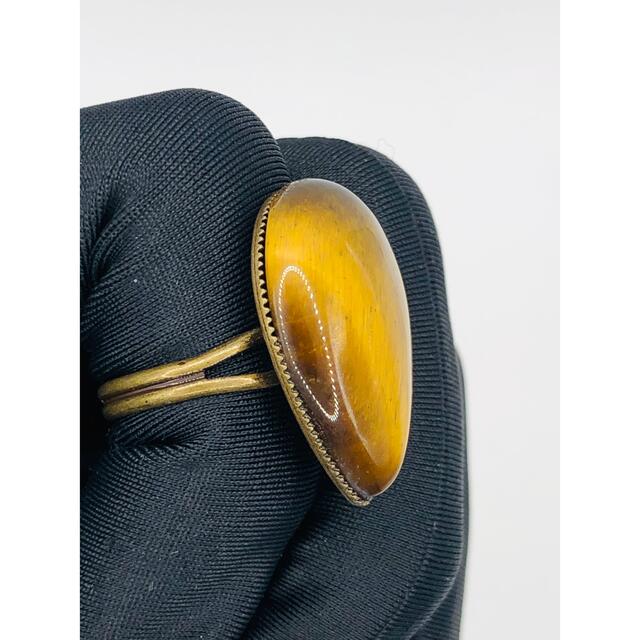 レトロタイガーアイ指輪 金運パワーストーン指輪 雫デザインメンズリングメンズ指輪 メンズのアクセサリー(リング(指輪))の商品写真