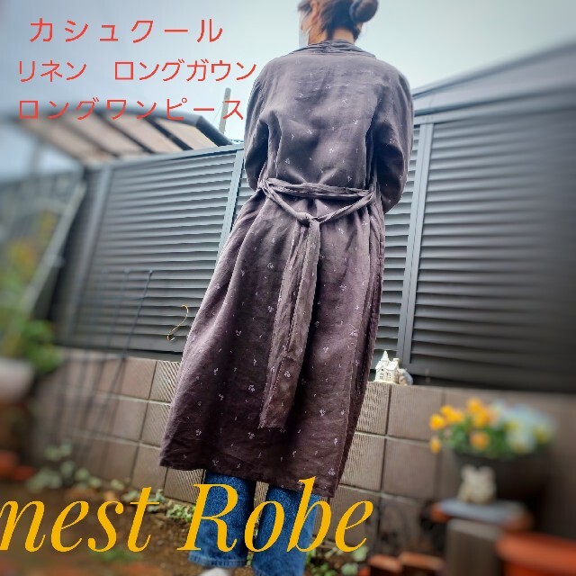 nest Robe(ネストローブ)のnest Robe リネン  ロングガウン カシュクールワンピース レディースのワンピース(ロングワンピース/マキシワンピース)の商品写真