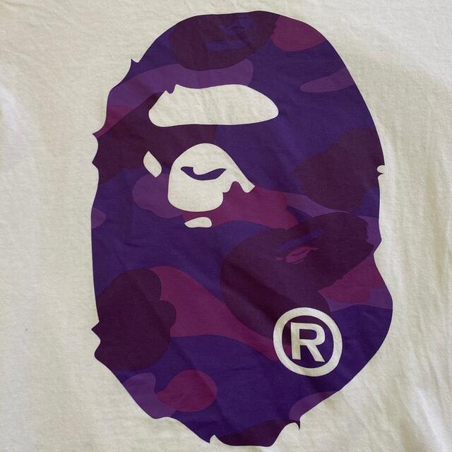 A BATHING APE(アベイシングエイプ)のA BATHING APE  BAPE  白×紫 Mサイズ メンズのトップス(Tシャツ/カットソー(半袖/袖なし))の商品写真