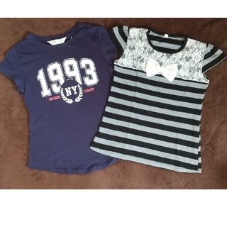 エイチアンドエム(H&M)の【140cm】H&M Tシャツ、ボーダー トップス 2点セット(Tシャツ/カットソー)