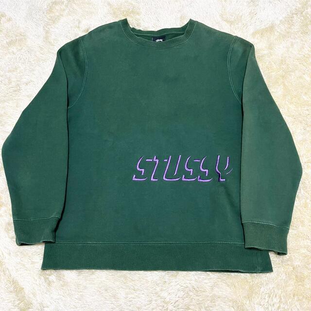 STUSSY ステューシー スウェット 刺繍ロゴ グリーン